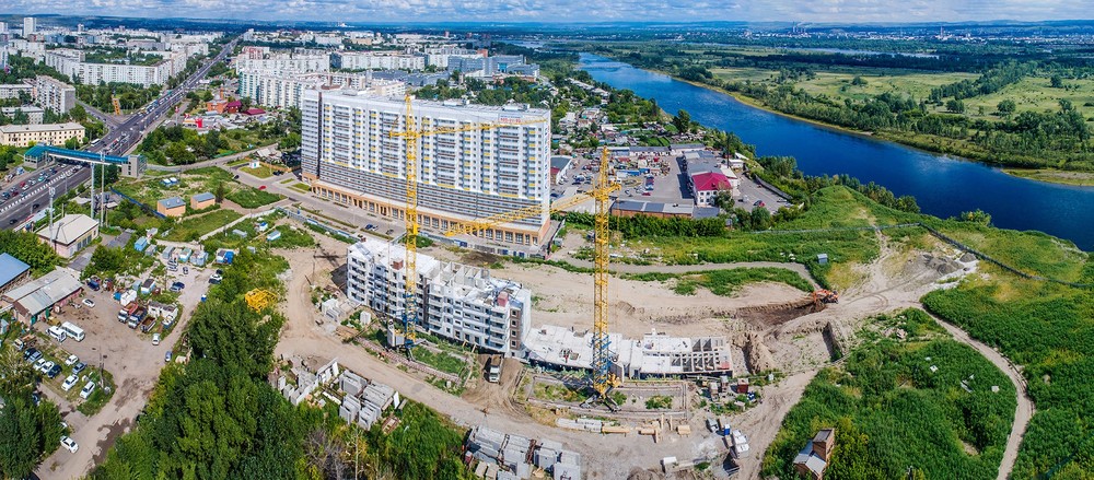 аэросъемка фото высоты Красноярск квадрокоптер видео дрон стройка сибиряк подъемный кран строитель