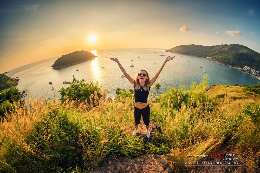 фотосессия фотограф Пхукет Phuket фишай девушка закат Тайланд красивая поза место
