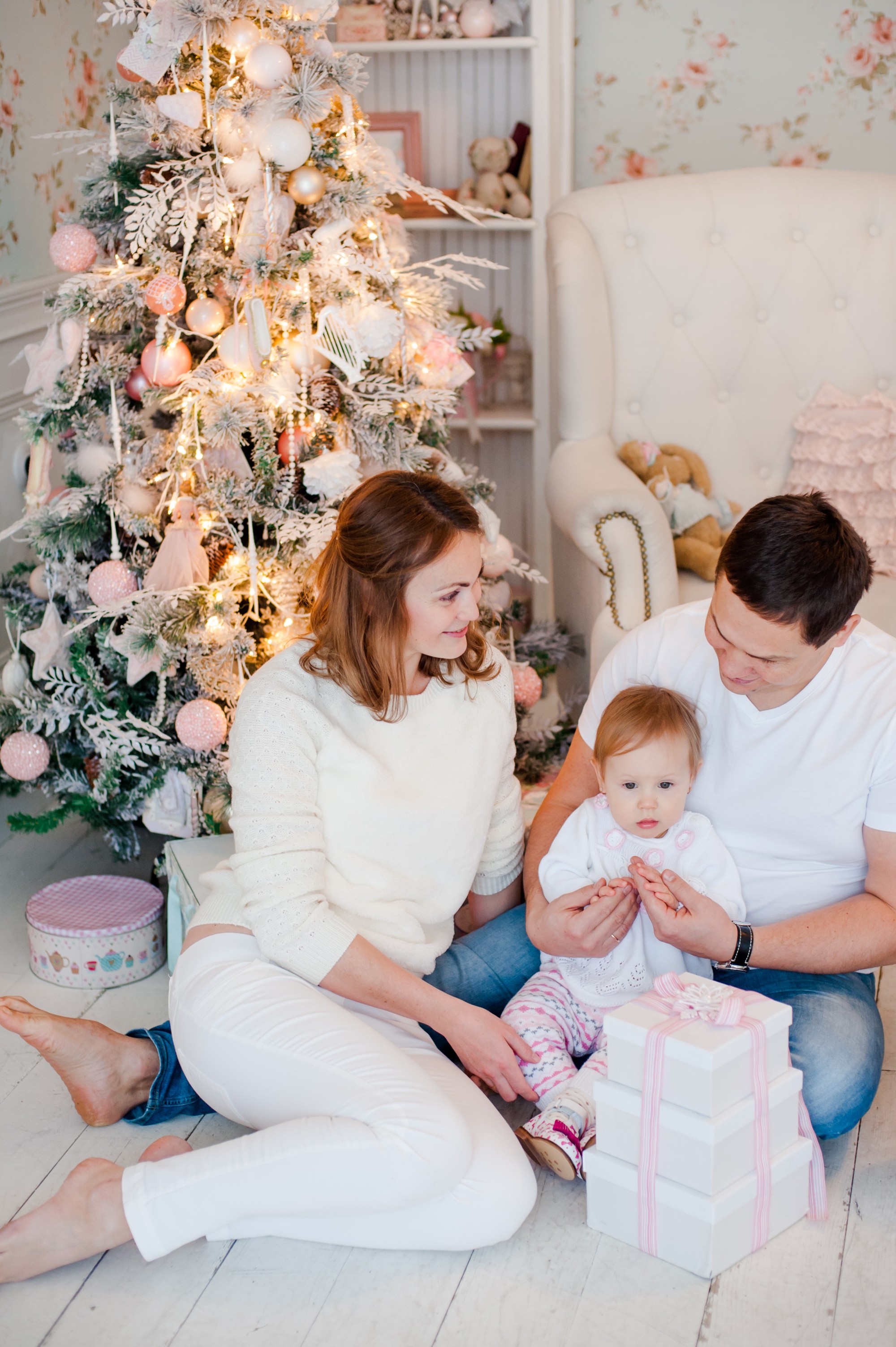 Евгения и ее семья, новогодняя фотосессия