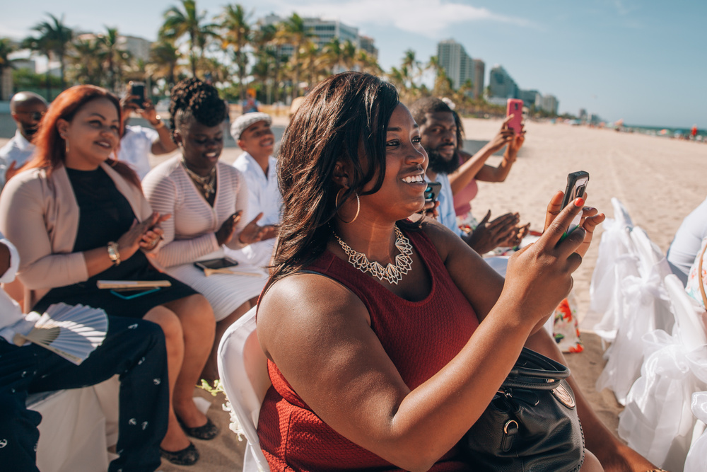 J + J. Beach wedding