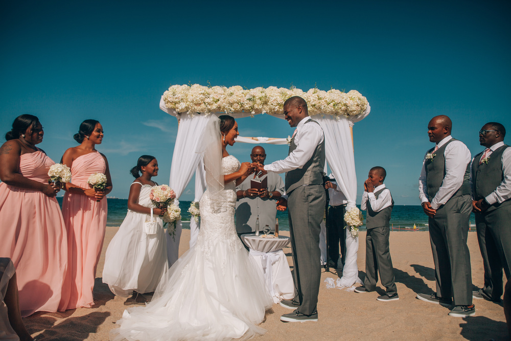 J + J. Beach wedding