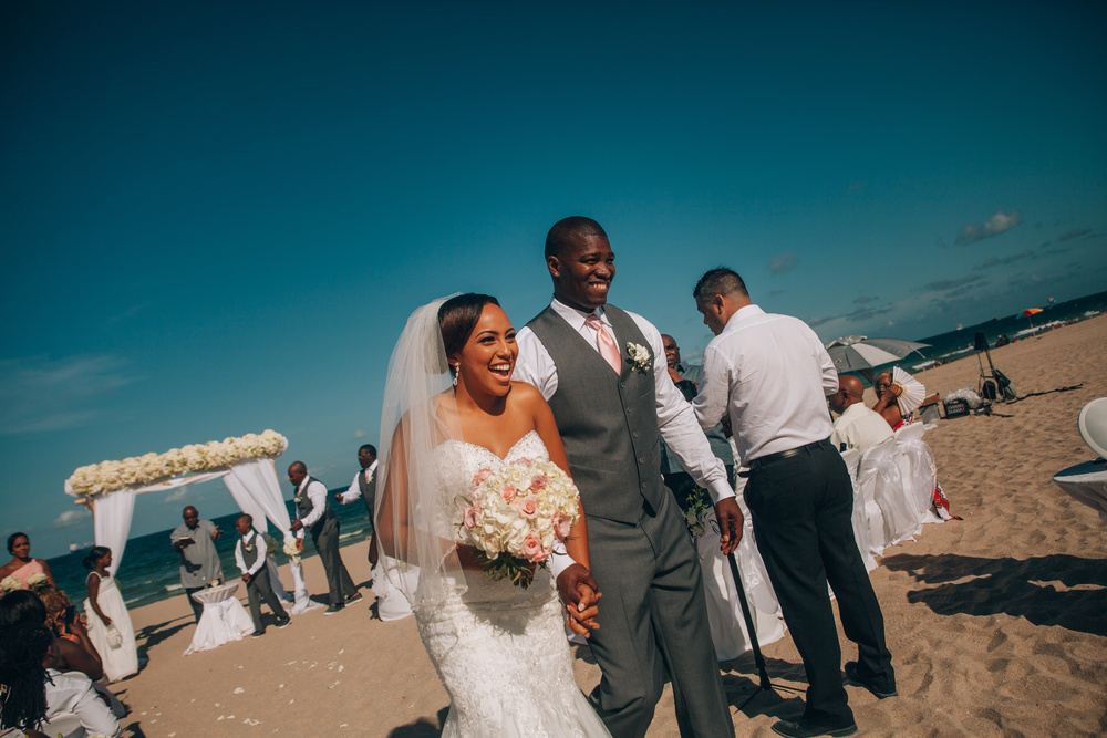 J + J. Beach wedding