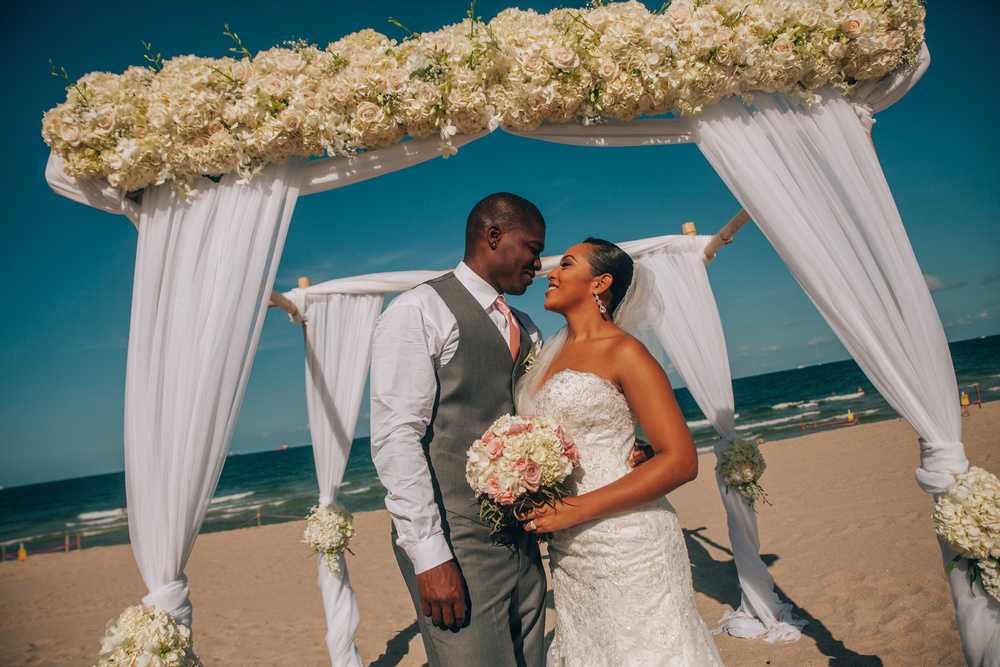 J + J. Beach wedding