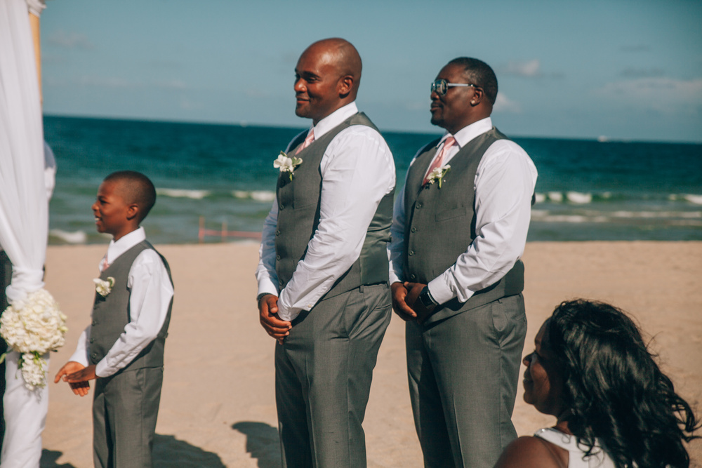 J + J. Beach wedding