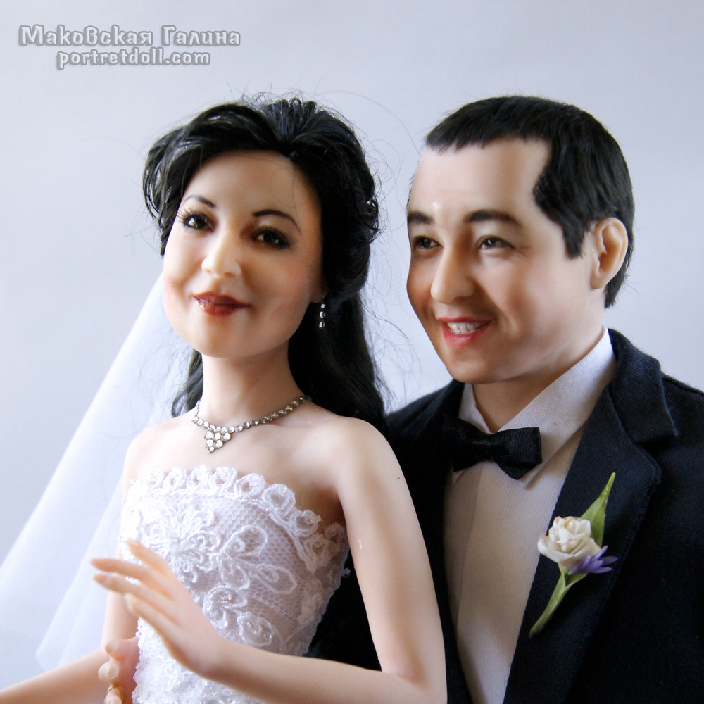 Куклы жениха и невесты по портрету на заказ