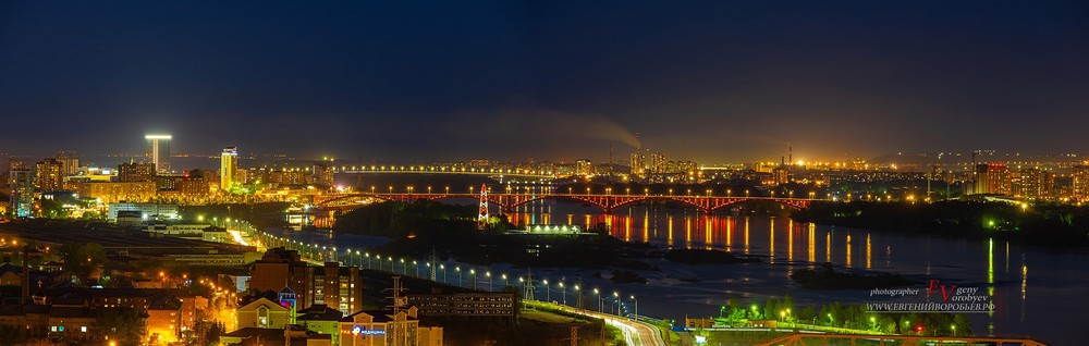 красноярск ночной город центр фотосънмка квадрокоптер видео дрон енисей мост